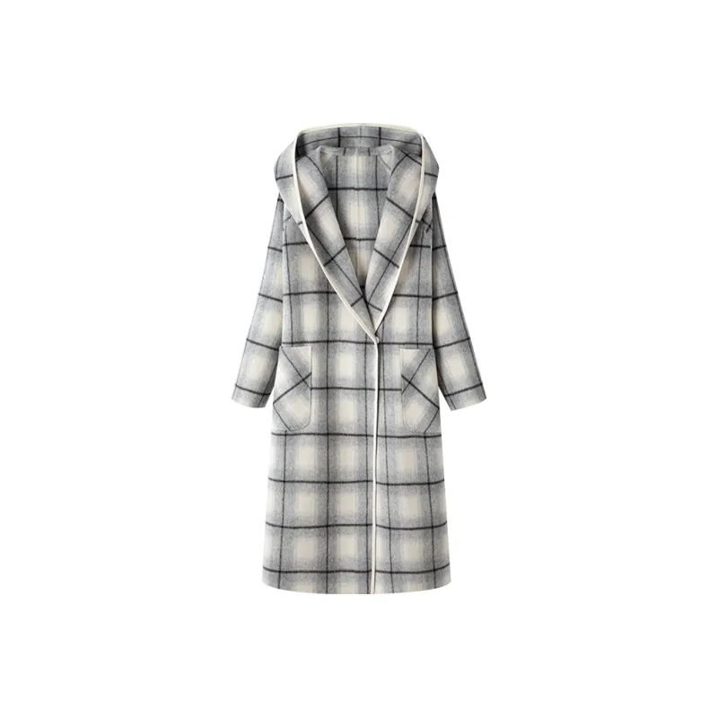 MOSIIMORII Coats Women's Light Gray Plaid-0