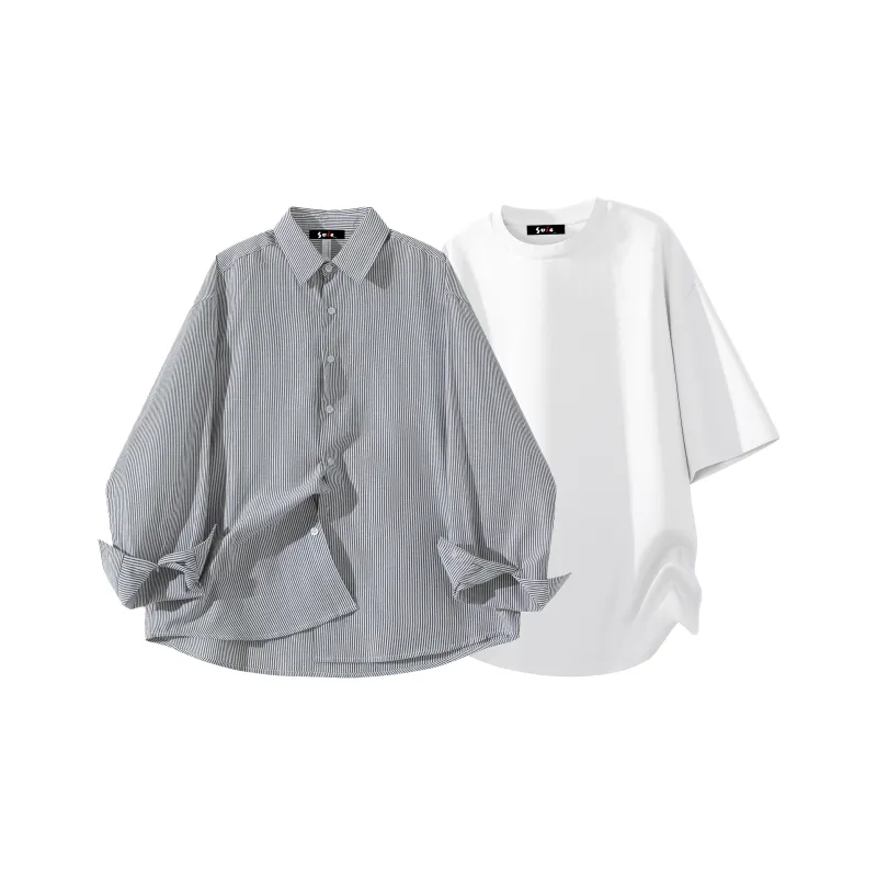 SOIE Shirt Unisex Yellow With White Stripes-52