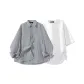 [Two-Piece Set]Black and White Stripes+Solid Color Short-Sleeved Shirt