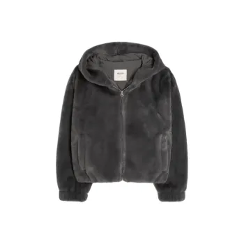 Hollister Velvet-feel Coat Women's Charcoal Gray