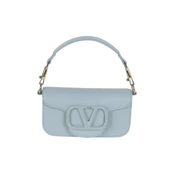 Valentino Locò Calfskin Shoulder Bag, Crossbody Bag, Handbag Women's Sky Blue