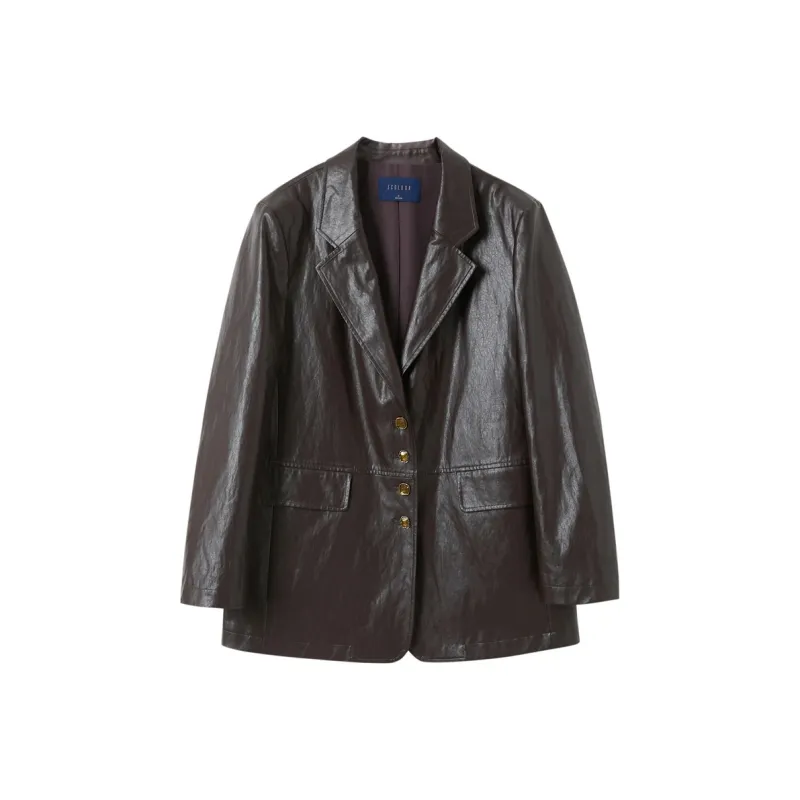 3COLOUR Leather Jacket Women's Ancora Red-0