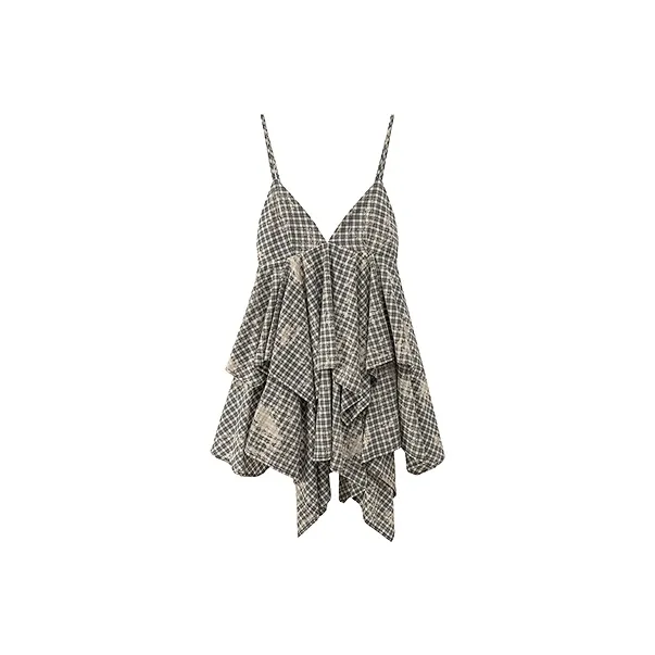 CHUU Vest Women's Black White Plaid-0