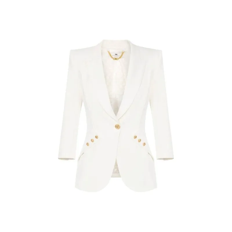 Elisabetta Franchi Logo buttons Crepe Blazer-0