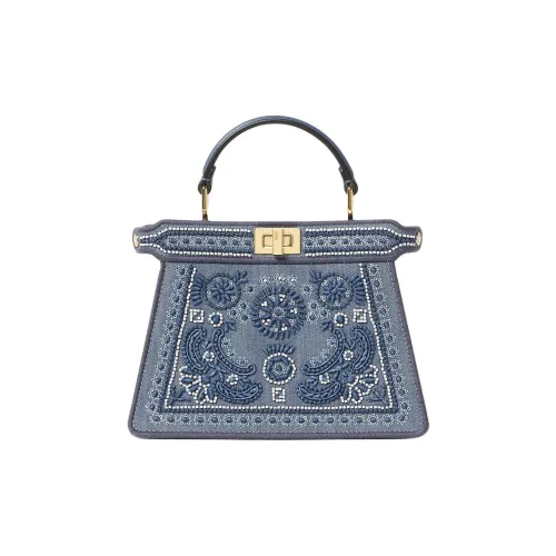 FENDI Peekaboo ISeeU Denim Shoulder Bag, Crossbody Bag, Handbag Trumpets Women's Blue