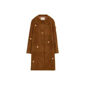 LETRANS Leather Jacket Women's Yellow Brown