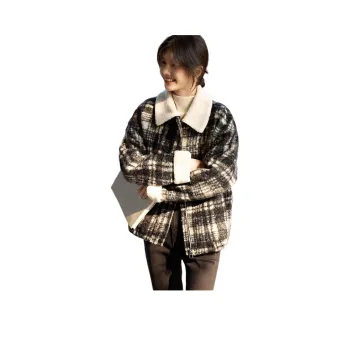 XWI Velvet feel Coat Women's Gray With Beige