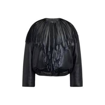 Alaia Fringed Leather Bomber Jacket