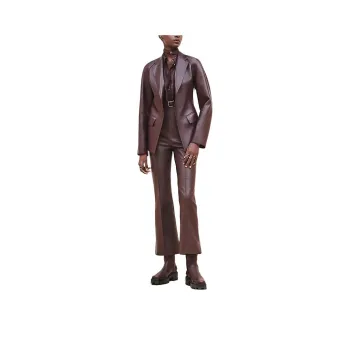 HERMES Leather Jacket Women's Burgundy