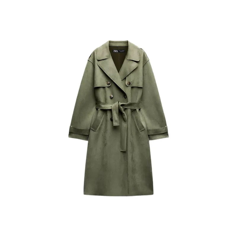 ZARA Trench Coat Women's Light Khaki-0