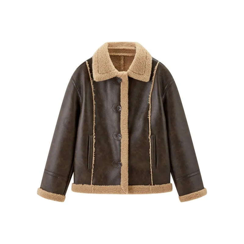 LEDIN Leather Jacket Women's Chocolate Brown-0