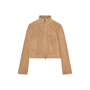 ZARA Leather Jacket Women's Light Beige
