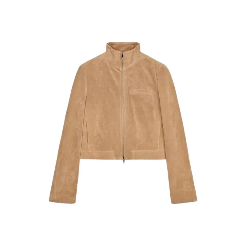 ZARA Leather Jacket Women's Light Beige-0