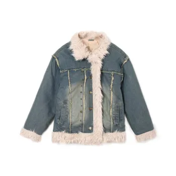 PAZZO Denim Puffer Jacket Coat Women's Blue
