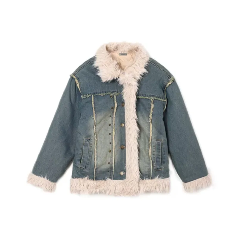 PAZZO Denim Puffer Jacket Coat Women's Blue-0