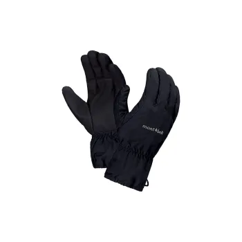 MONTBELL Nylon, Taffeta, Synthetic Leather Gloves Unisex Black