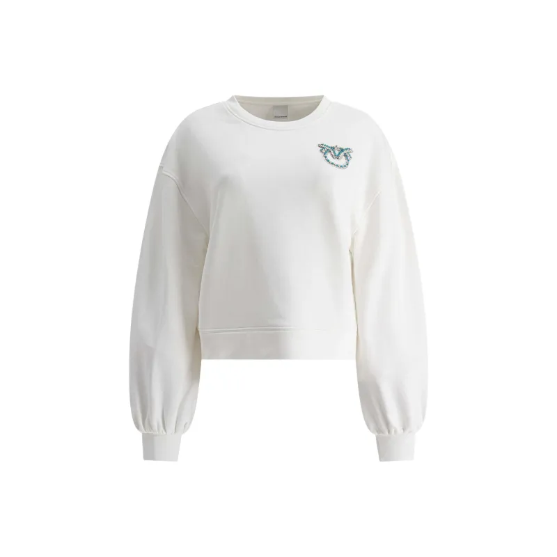 PINKO Love Birds Embellished Wide Sleeved Sweatshirt-0