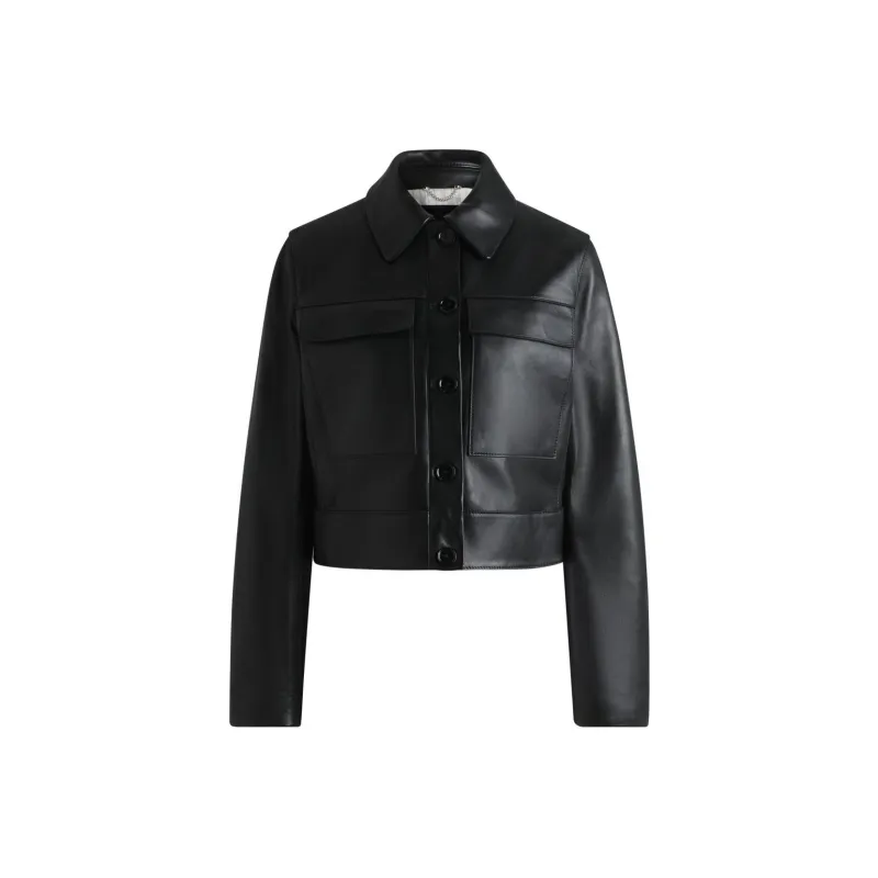 HUGO BOSS Cropped Leather Jacket-0