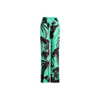 SCANLAN THEODORE SS25 Silk Twill Night Panther Trouser Casual Pants Women's Jade/Emerald Green