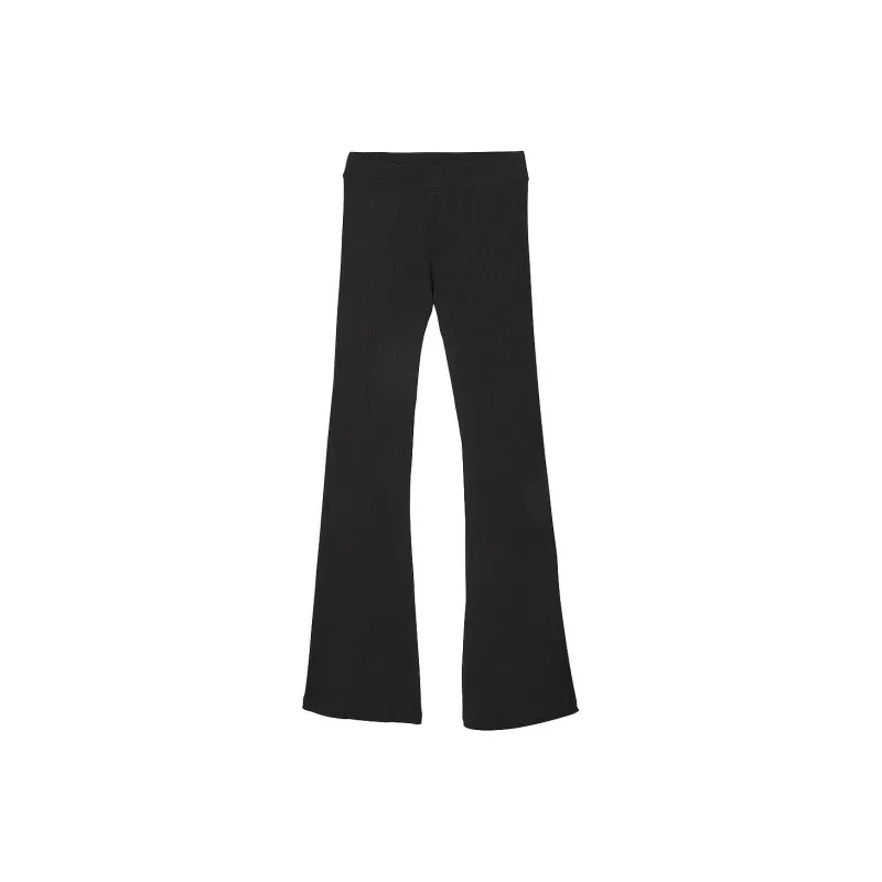 Victoria's Secret PINK STRETCH COTTON RIBBED FLARE LEGGING /Pure Black Casual Pants Women's Pure Black-0