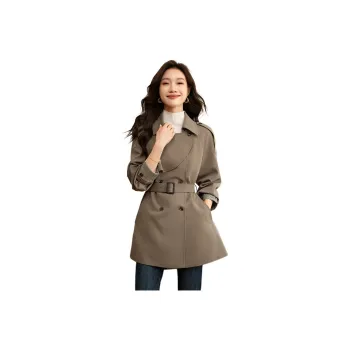 Mo Han Yi Mei Trench Coat Women's Gray Pea Green