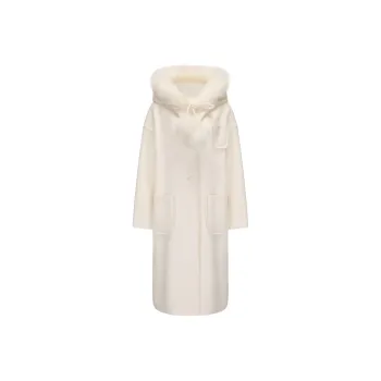 CHIWAWAMEME Velvet feel Coat Women's Snow White Ecru