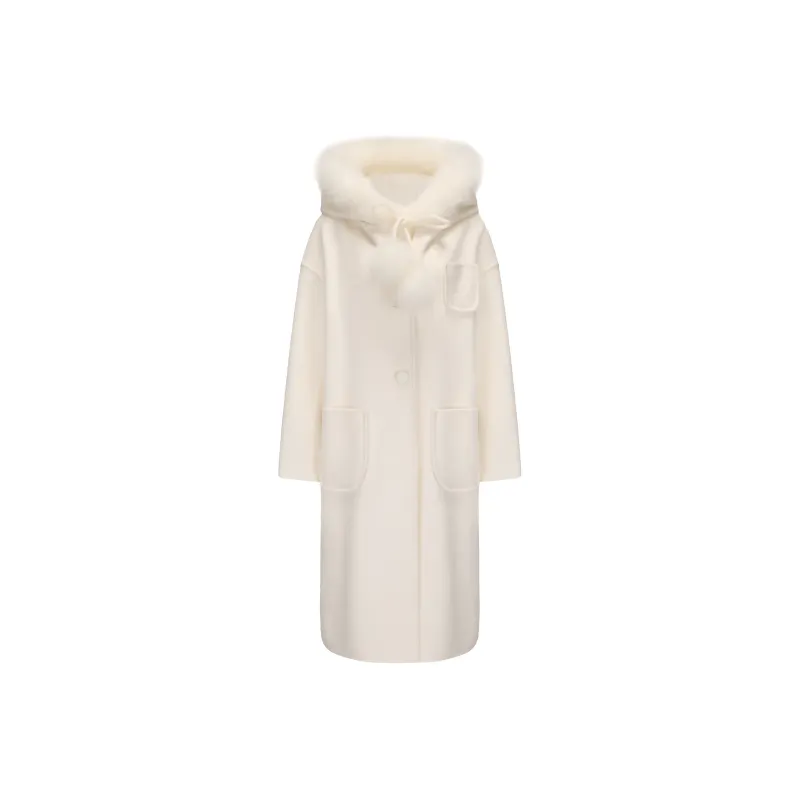 CHIWAWAMEME Velvet-feel Coat Women's Snow White Ecru-0