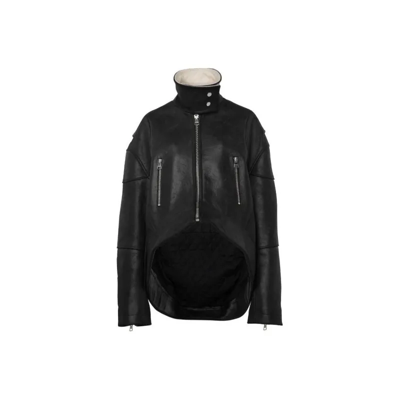 JW Anderson High neck Curved Leather Jacket-0