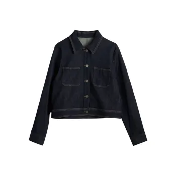 Olrain Cropped Coats Women's Dark Blue