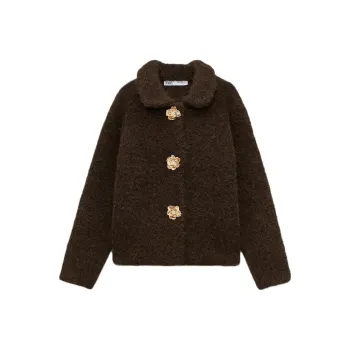 ZARA Velvet feel Coat Women's Chocolate