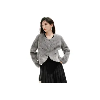 Hopeshow Velvet-feel Coat Women's Feather Gray