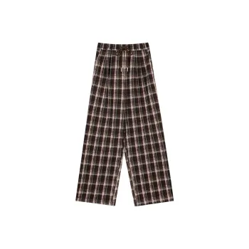 ELF SACK Casual Pants Women's Plaid Coffee