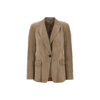 Brunello Cucinelli Leather Jacket Women's Camel