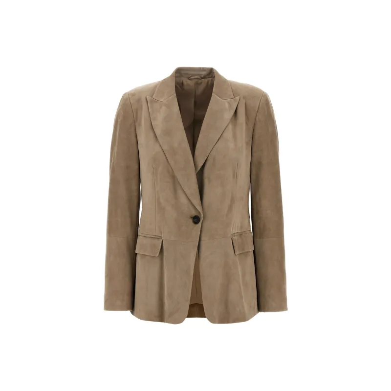 Brunello Cucinelli Leather Jacket Women's Camel-0