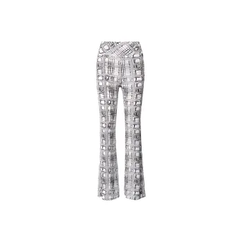 ARIA LEISURE Casual Pants Women's Khaki Plaid [Bootcut Pants]