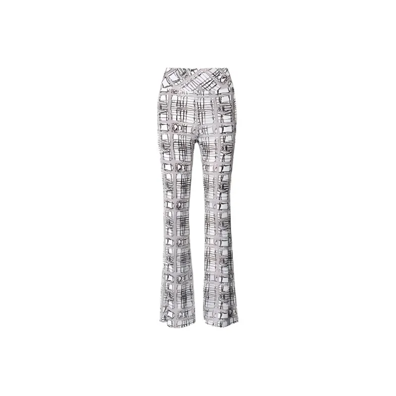 ARIA LEISURE Casual Pants Women's Khaki Plaid [Bootcut Pants]-0