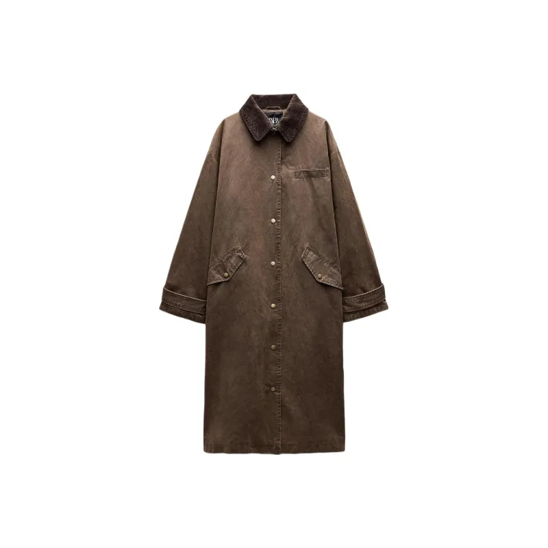 ZARA Trench Coats Women's Brown-0