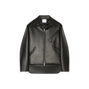 COURREGES SS25 OVERSIZED LEATHER BIKER JACKET Leather Jacket Women's BLACK/Black