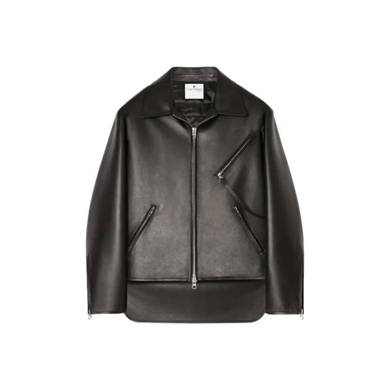 COURREGES SS25 OVERSIZED LEATHER BIKER JACKET Leather Jacket Women's BLACK/Black-0