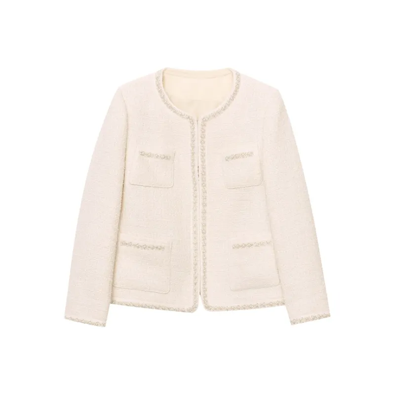 CHARM PICK Cropped Coat Women's White-0