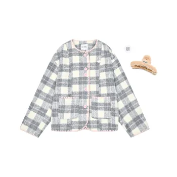 NTOT Velvet-feel Coat Women's Gray Pink