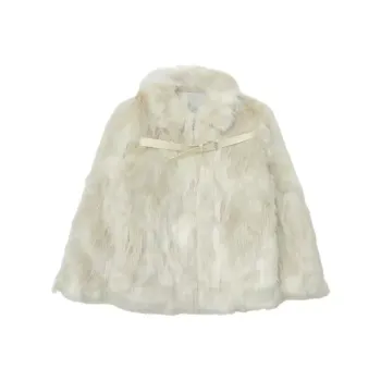 ABBY GODDESS Leather Buckle Plush Premium Faux Fur Coat Women's