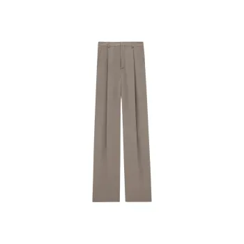 SAINT LAURENT High Waist Straight Leg Trousers 'Taupe'