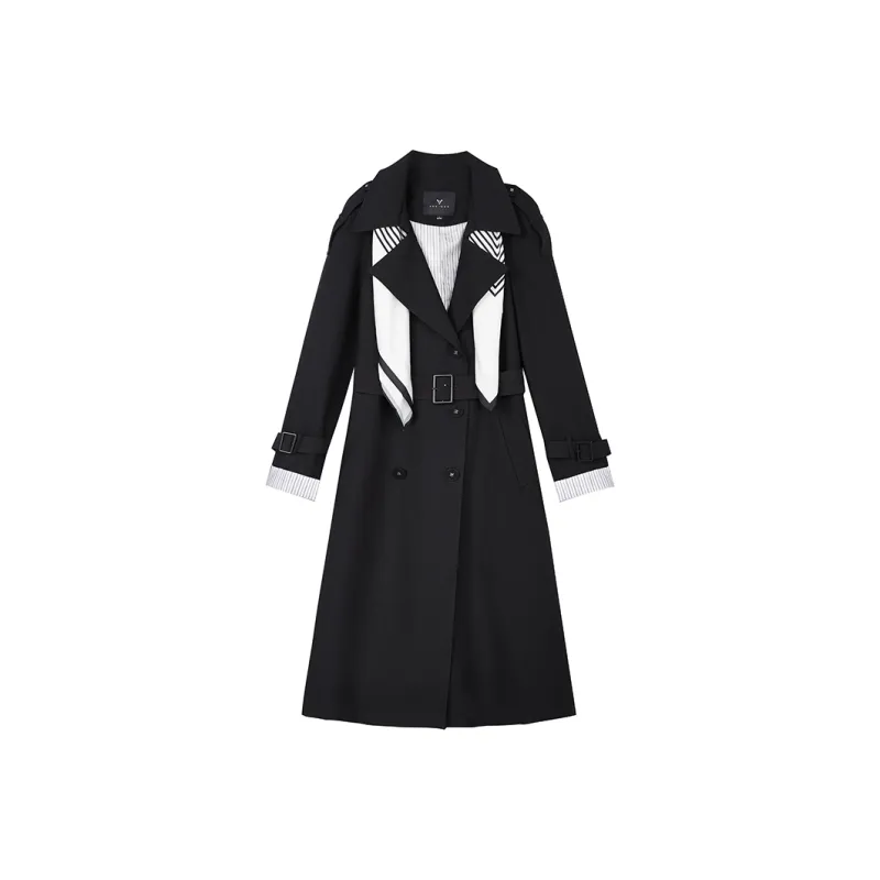 Yu Qianwen Trench Coat Women's Black-0