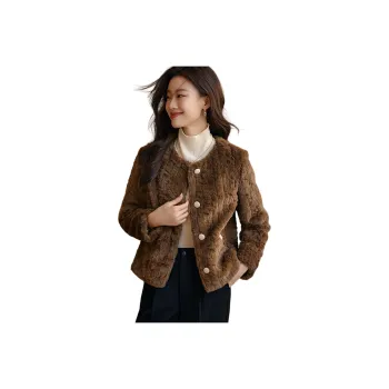 Mo Han Yi Mei Velvet feel Coat Women's Dark Coffee
