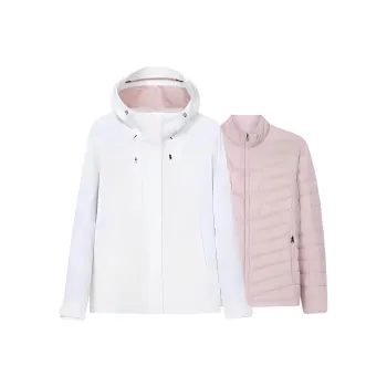 Anta Waterproof, Windproof, Abrasion Resistant, Thermal Windbreaker Jacket Women's Mugwort White/Smoke Gray Pink