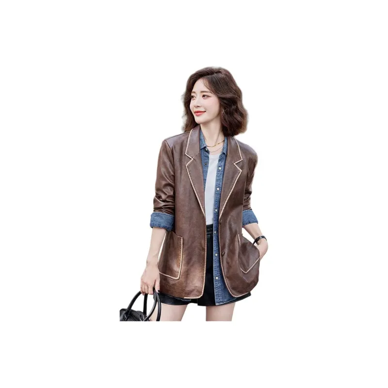 Yi Mengyuan Leather Jacket Women's-0
