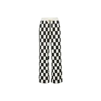 ONLY Casual Pants Women's Qis Black White Large Checkerboard CHECK_CHESS_BLACK_L