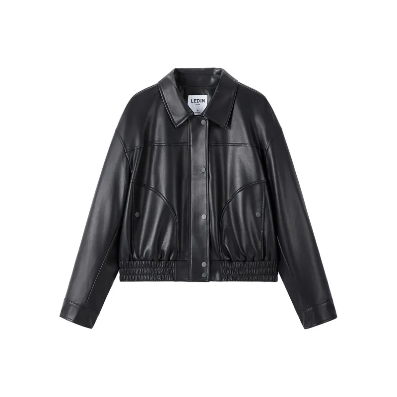 LEDIN Leather Jacket Women's Raven-0
