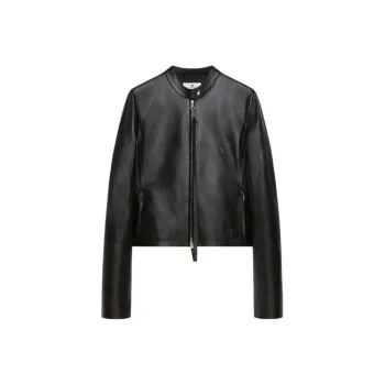 COURREGES City Zipped Leather Biker Jacket 'Black'